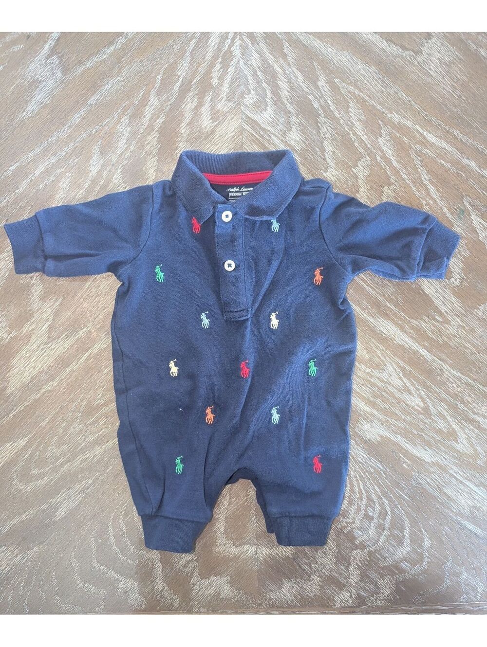 Ralph Lauren Polo Baby Schiffli Allover Multi-Pony Coverall Newborn